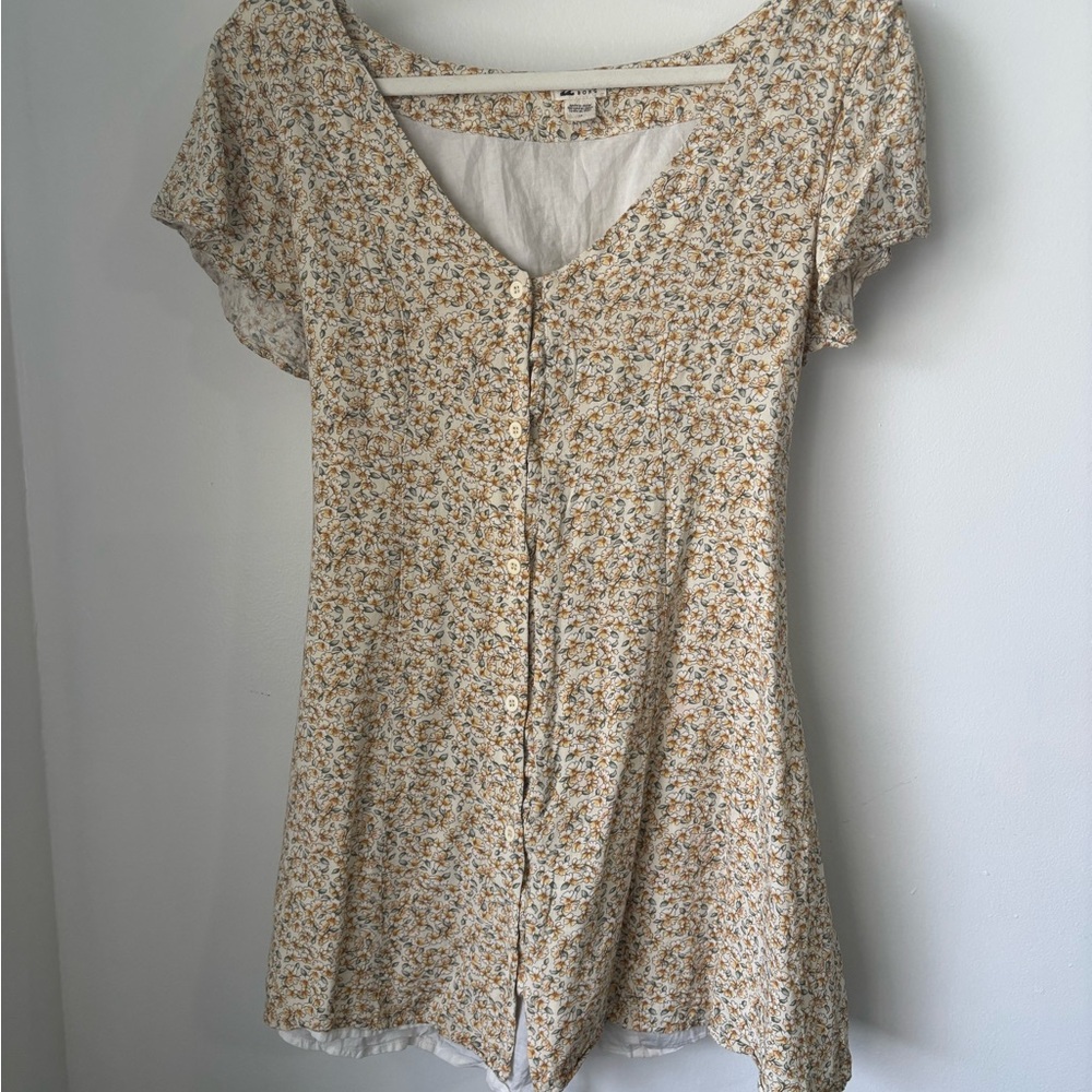 Billabong Yellow Floral Dress Corset Back